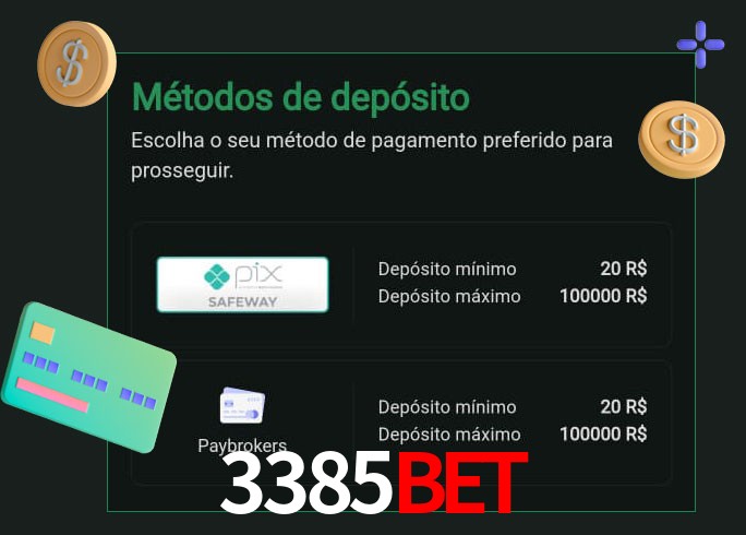 O cassino 3385bet oferece uma grande variedade de métodos de pagamento